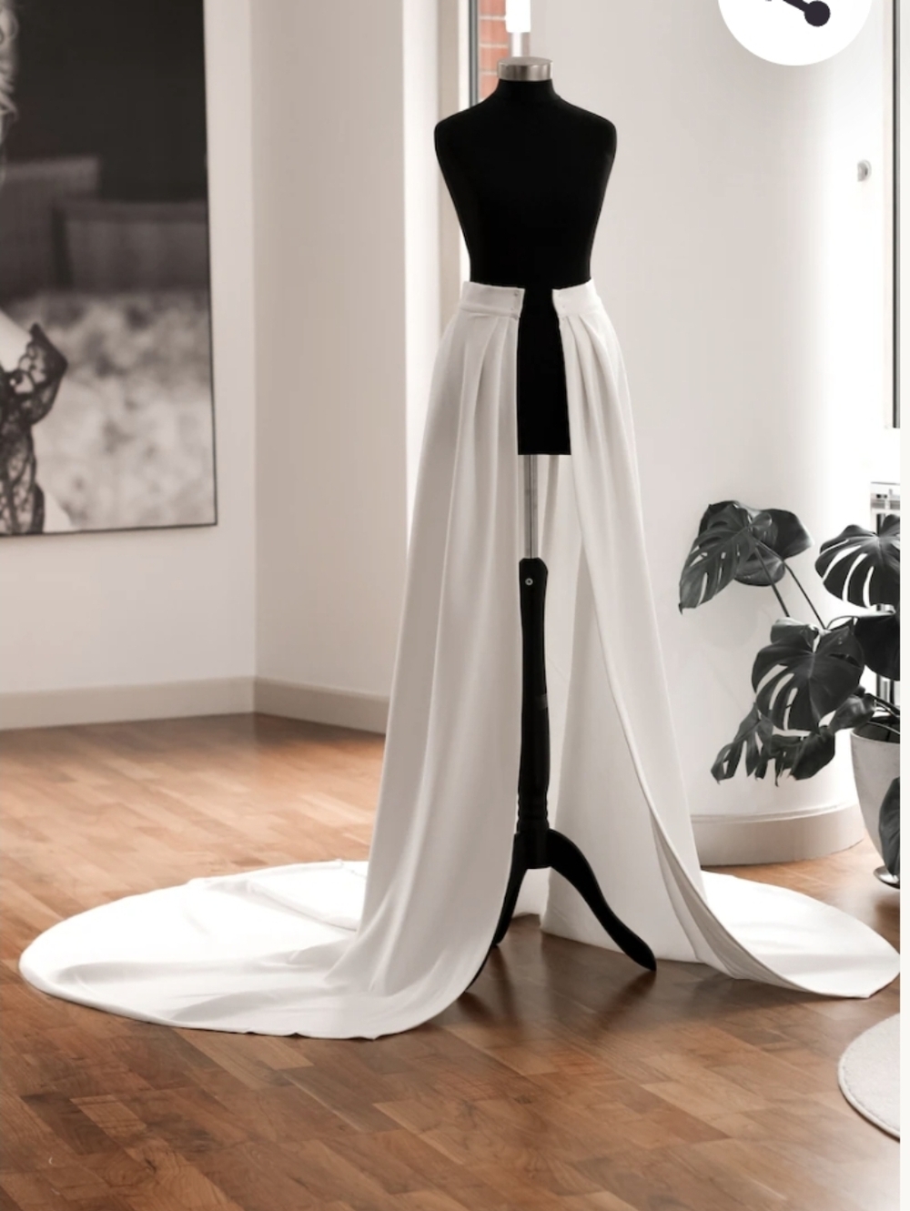 Ivory Crepe Detachable Wedding Overskirt Train